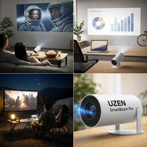 UZEN SmartBeam Pro – Android TV Destekli Mini HD Taşınabilir Projeksiyon Cihazı