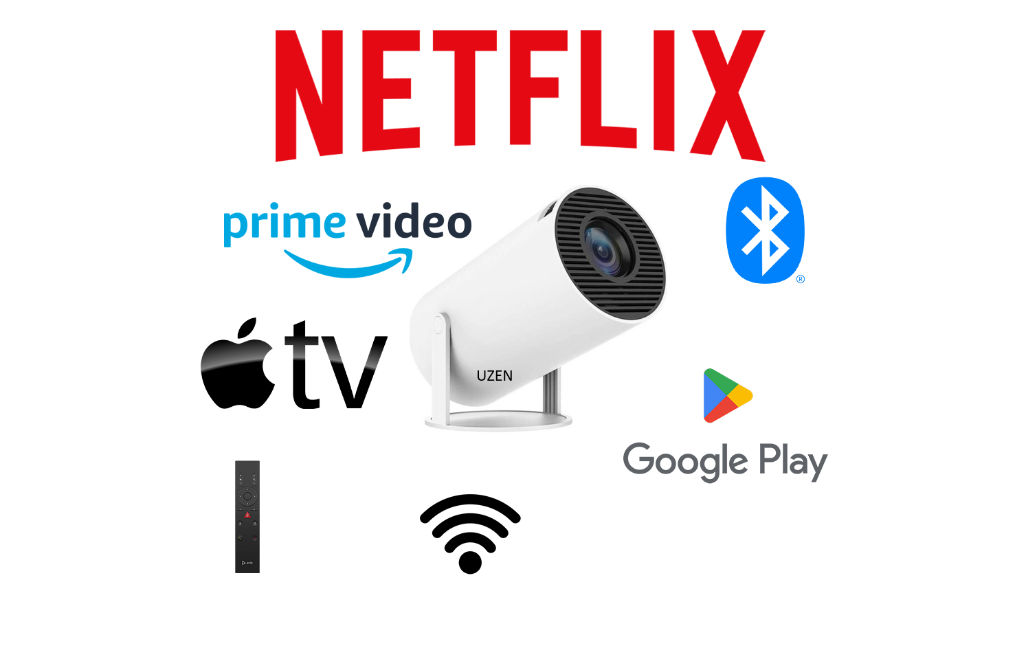 UZEN SmartBeam Pro – Android TV Destekli Mini HD Taşınabilir Projeksiyon Cihazı